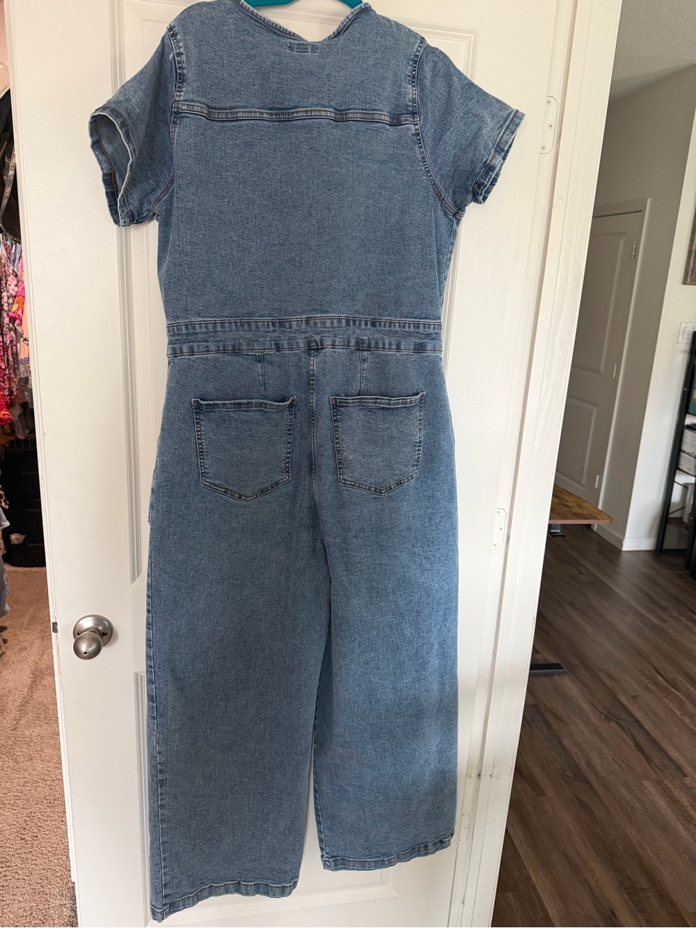 Light Wash Wide Leg Denim Jumpsuit - Picture 3 of 3